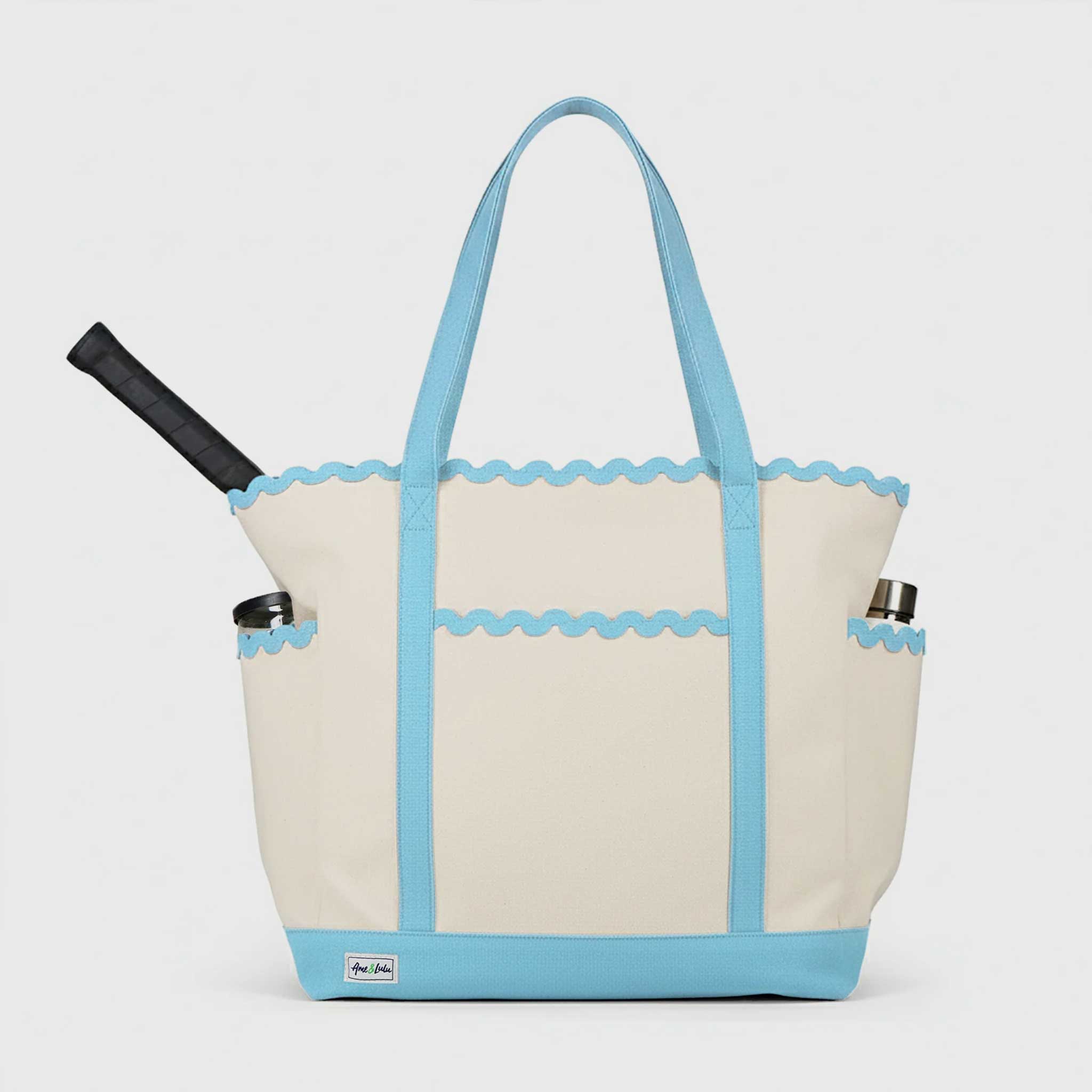 Ame & Lulu Scalloped Tennis Tote Tennis Bags Light Blue