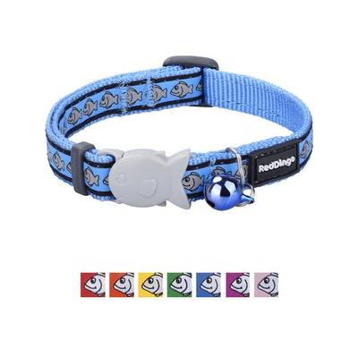 Red Dingo Nylon Reflective Breakaway Cat Collar with Bell, Medium Blue, 8 to 12.5-in neck, 1/2-in wide