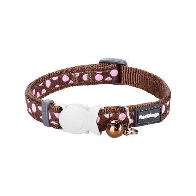 Red Dingo Spots Nylon Breakaway Cat Collar with Bell, Pink/Brown, 8 to 12.5-in neck, 1/2-in wide