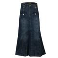 Clove Women A-Line Skirt Flared Long Ankle Length Maxi Blue Stretch Denim Size 16