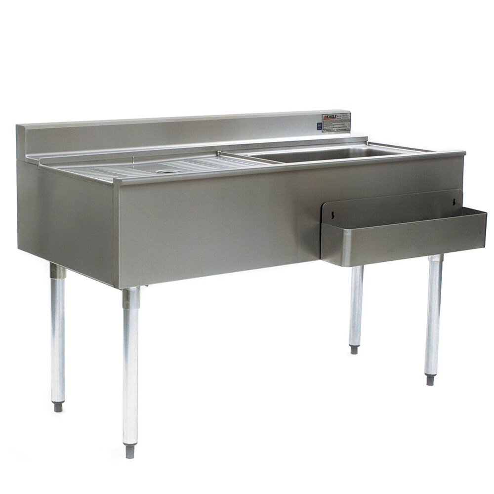 Eagle Group CWS5-18R-7 60" Underbar Work Station with Right Mount Ice Bin, Drain Board, and Cold Plate