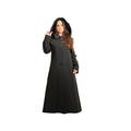 Womens Wool & Cashmere Faux Fur Trim Hooded Long Winter Coat (14, Charcoal Grey)