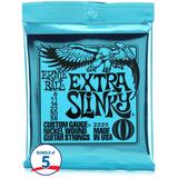 Ernie Ball 2225 Extra Slinky Nickel Wound Electric Guitar Strings - .008-.038 (5-Pack)