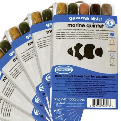 Tropical Marine Centre Gamma Frozen Food Marine Quintet Blister Pack Fish Food, 570 Grams, Pack of 6