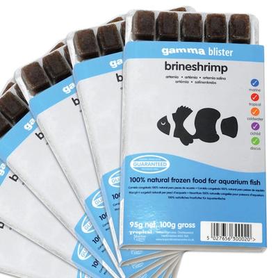 Tropical Marine Centre Gamma Frozen Food Brine Shrimp Blister Pack Fish Food, 570 Grams, Pack of 6