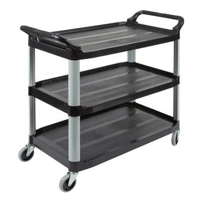 Rubbermaid® FG409100BLA Xtra Black 300 lb. Three Shelf Utility Cart / Bus Cart 40" x 20" x 37"