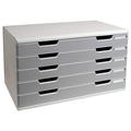 Exacompta 322041D Schubladenbox und Ablagesystem Modulo DIN A3 mit 5 Schubladen 350 x 576 x 320 mm Belastbare Schubladenbox mit hoher Kapazität für mehr Platz lichtgrau/steingrau