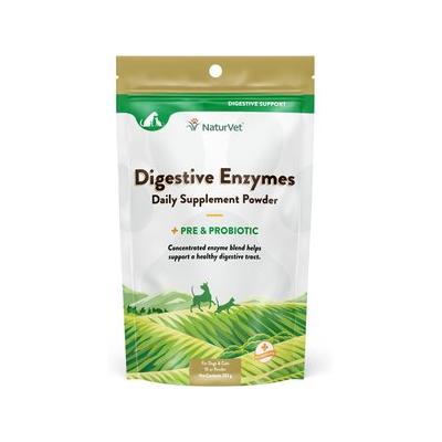 NaturVet Digestive Enzymes Plus Pre & Probiotic Powder Digestive Supplement for Cats & Dogs, 10-oz bag