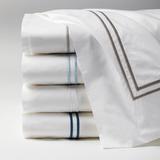 SFERRA Grande Hotel Percale Sheets - Flat Sheet, White with Aqua Embroidery Flat Sheet, King White with Aqua Flat Sheet - Frontgate