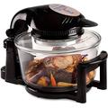 Andrew James 12-17 Litre Black 1400W Digital Halogen Oven Cooker With Hinged Lid | Full Accessories Pack Including Skewers | Spare Bulb | Extender Ring to Increase Capacity to 17L (Black)