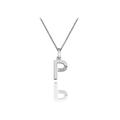 Hot Diamonds Round Diamond and Micro Letter P 925 Sterling Silver Pendant with 46 cm Curb Chain