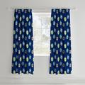 Catherine Lansfield Kids Football 66x72 Inch Lined Pencil Pleat Curtains Two Panels Blue