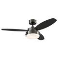 Westinghouse Lighting 78764 Alloy One-Light 105 cm Three-Blade Indoor Ceiling Fan, Gun Metal Finish with Opal Frosted Glass