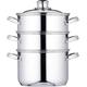 KitchenCraft 3 Tier Food Steamer Pan/Stock Pot in Gift Box, Induction Safe, Stainless Steel, 18 cm (7")