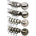 umlout New Brushed Nickel (Satin Silver) 240cms Metal Curtain Pole/Poles Available In 6 Sizes And 4 Colours. 28mm Diameter.By