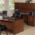 Lorell Essentials Series Desk Wood in Brown/Red | 29.5 H x 41.4 W x 41.4 D in | Wayfair 69919