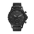 Fossil Watch for Men Nate, Quartz Chronograph Movement, 50 mm Black Stainless Steel Case with a Stainless Steel Strap, JR1401