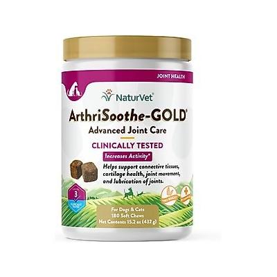 NaturVet Advanced Care ArthriSoothe-GOLD Soft Chews Joint Supplement for Cats & Dogs, 180 count