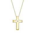Carissima Gold Women's 9 ct Yellow Gold 0.01 ct Diamond Cross Pendant on 9 ct Yellow Gold 0.7 mm Diamond Cut Curb Chain Necklace of Length 46 cm/18 Inch
