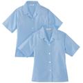 Trutex Girl's 2PK Short Sleeve Non-Iron Rever Blouse, Blue, 40 (Manufacturer Size: 40)