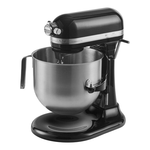 KitchenAid KSM8990OB Black 8 Qt. Bowl Lift Countertop Mixer with Standard Accessories - 120V, 1 3/10 hp