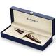 Waterman CarÃšne Marine Amber Ballpoint Pen | Gloss Brown & Black with 23k Gold Clip | Medium Point with Blue Ink Cartridge | Gift Box