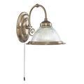 American Diner Antique Brass and Clear Ribbed Glass Wall Light (Requires 1X10 Watt E27 LED Golf Ball Lamp)