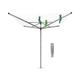 Brabantia - Lift-O-Matic - 60 Metres of Clothes Line - Adjustable in Height - UV-Resistant & Non-Slip Lining - Umbrella System - Rotary Dryer with Ground Spike 45 mm - Metallic Grey - ø 295cm