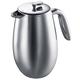 Bodum 1308-57 Columbia 8 Cup Double Wall French Press Coffee Maker, Stainless Steel, 1 Liter, 12 Ounce, Matt