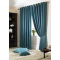 Alan Symonds Madison Eyelet Jacquard Curtains Fully Lined Ring Top, Teal, 66" x 90"
