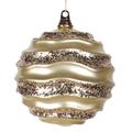 Vickerman 33611 - 7.9" Champagne Candy Glitter Wave Ball Christmas Tree Ornament (M132138)