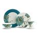 222 Fifth Eliza Teal 16 Piece Dinnerware Set, Service for 4 Porcelain/Ceramic in Blue/Green/White | Wayfair 5143