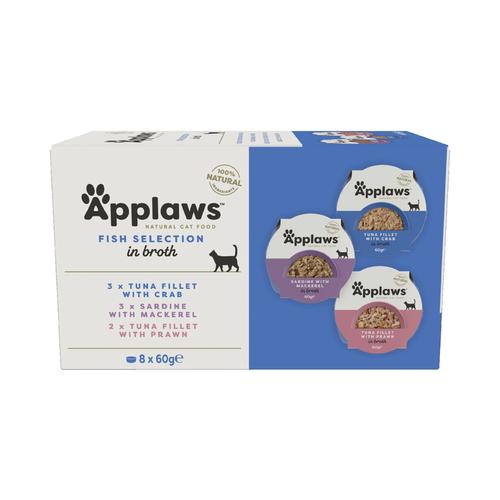 8x60g Cat Pot Selection Fischauswahl Applaws Katzenfutter nass