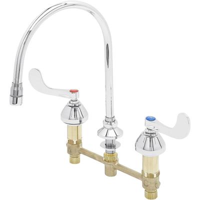 T&S B-2872 Easy Install Deck Mount Faucet with 8" Centers, 4" Wrist Action Handles, 8 13/16" Gooseneck Spout, and Cerama Cartridges