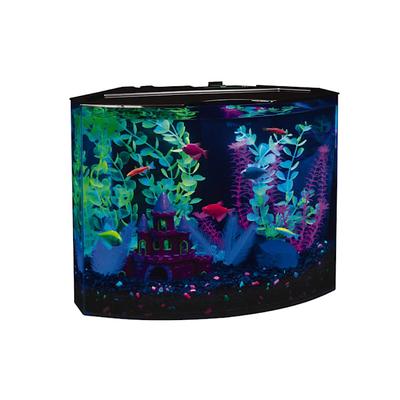 GloFish Crescent Hidden Blue LED Light & Internal Filter Aquarium Kit 5 Gallons, 16.5" L x 11.25" W x 13.2" H