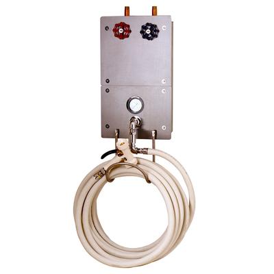 T&S MV-0771-12R-VB Washdown Station with Recessed Cabinet, Thermometer, Mixing Valve, Backflow Preventers, 50' Hose, Stainless Steel Water Gun, and Hose Rack
