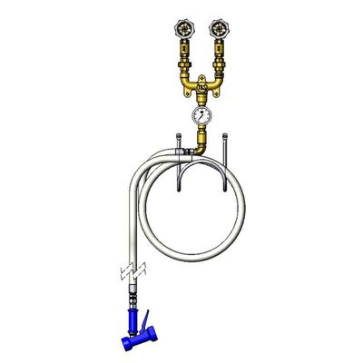 T&S MV-0771-12NW Washdown Station with Mixing Valve, Thermometer, 50' Hose, Stainless Steel Water Gun, and Hose Rack