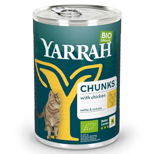 6x405g Chicken & Tomato in Sauce Yarrah Organic Chunks Wet Cat Food