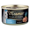 6x100g Filets Fins thon blanc, crevettes en gelée Miamor - Nourriture pour Chat