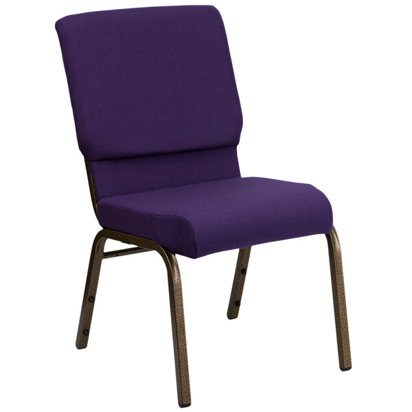 "Flash Furniture FD-CH02185-GV-ROY-GG Royal Purple 18 1/2"" Wide Church Chair with Gold Vein Frame"