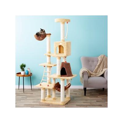 Armarkat Faux Fur Covered, Real Wood Cat Tree & Condo, Goldenrod, 78-in