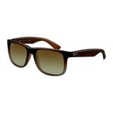 Ray-Ban RB4165 Sunglasses 854/7Z-5116 - Rubber Brown On Grey Frame Green Gradient Lenses