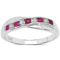 The Ruby Ring Collection: Ruby & Diamond Channel Set Crossover Eternity Ring in Sterling Silver (Size M)