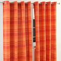 HOMESCAPES Terracotta Eyelet Curtain Pair 167cm (66") Wide x 182cm (72") Drop Morocco Stripe Design Ring Top Curtain Pair