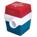 Rule 20A Marine Rule 1000 Square Marine Bilge Pump (1000-GPH, 12-Volt), Red/White/Blue