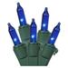 Vickerman 01023 - 50 Light 23' Green Wire Blue Miniature Christmas Light String Set with 5.5" Spacing (W5G0502)