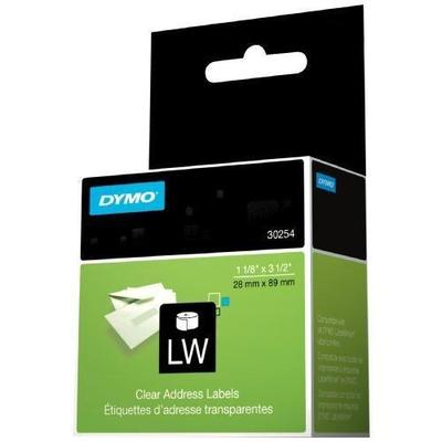 Dymo LabelWriter Address Labels Clear 1 1/8 x 3 1/2" 30254
