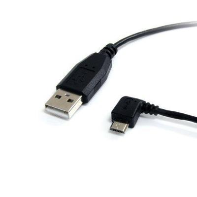 StarTech USB A to Left Angle Micro USB B Cable (Black, 3') UUSBHAUB3LA