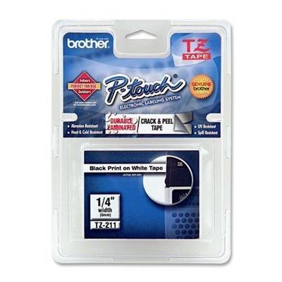 Brother TZe211 Laminated Tape for P-Touch Labelers (Black on TZE-211