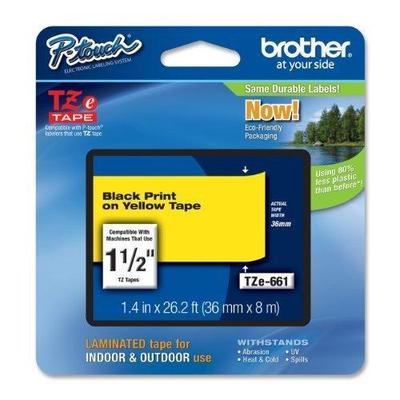 Brother TZe661 Laminated Tape for P-Touch Labelers  - Black on TZE-661